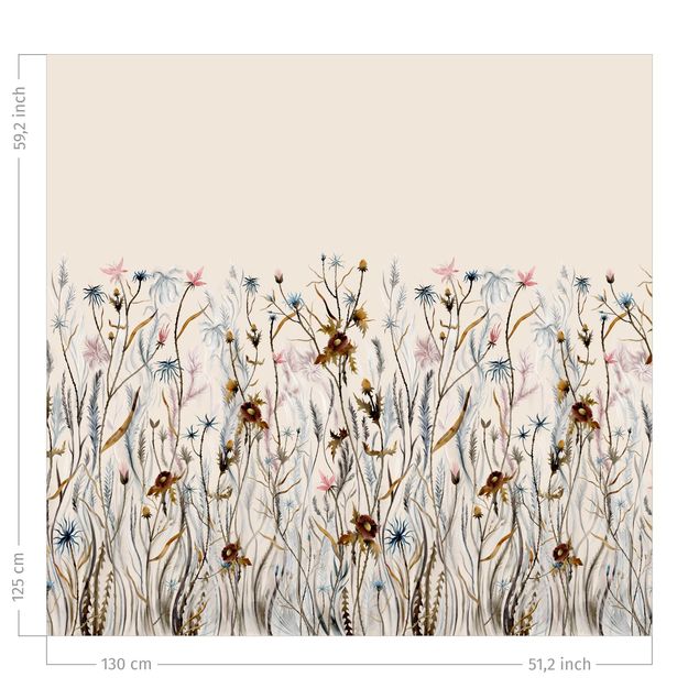 Wanddeko beige Wilde Trockenblumenwiese