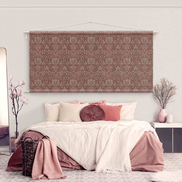 Wanddeko Schlafzimmer William Morris Muster in Rosa