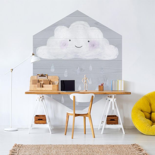 Wanddeko Büro Wolke mit silbernen Regentropfen