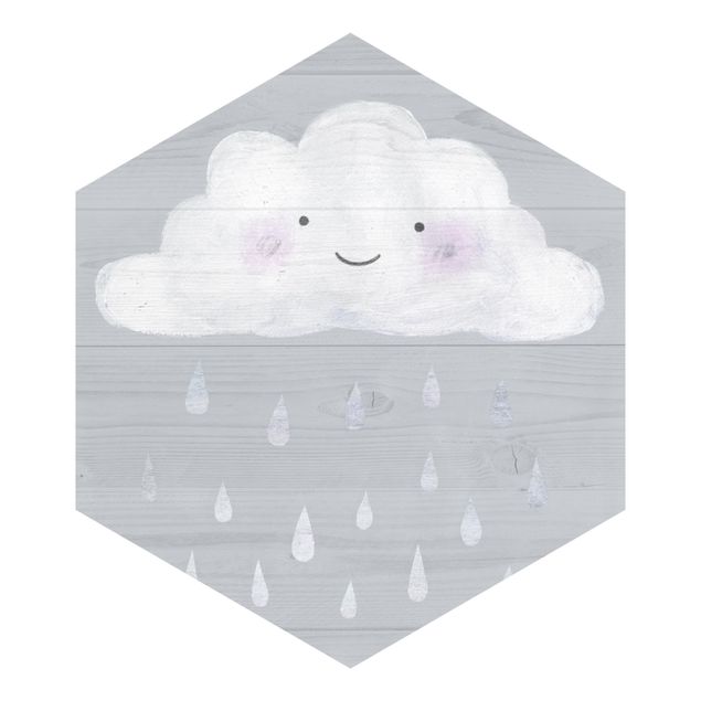 Wanddeko Jungenzimmer Wolke mit silbernen Regentropfen
