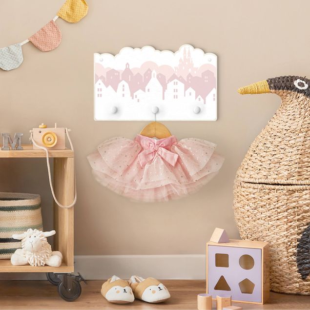 Wanddeko Babyzimmer Wolkenschloss in rosa