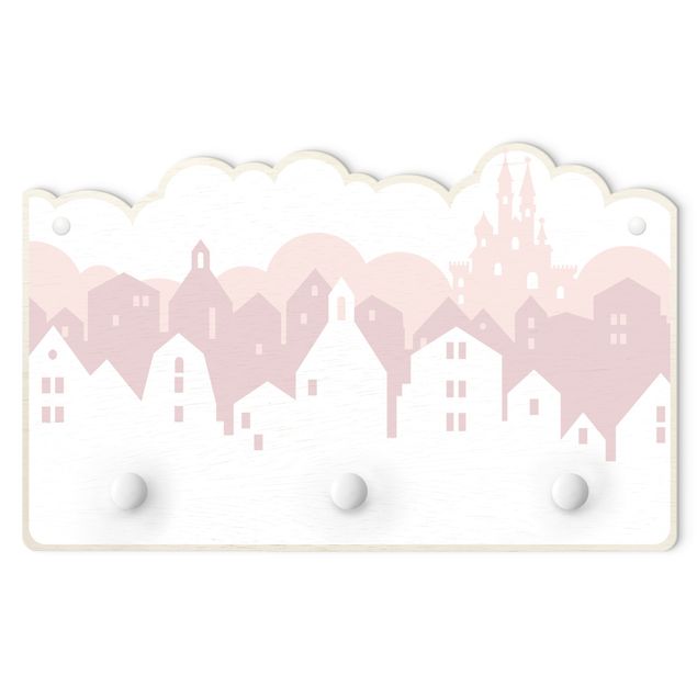 Wanddeko Mädchenzimmer Wolkenschloss in rosa