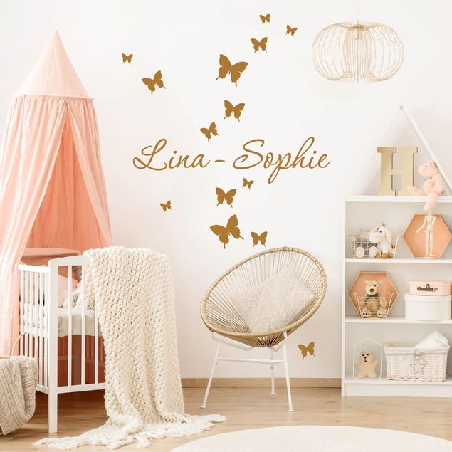 Wanddeko Babyzimmer Wunschtext-Schmetterlingsdeko