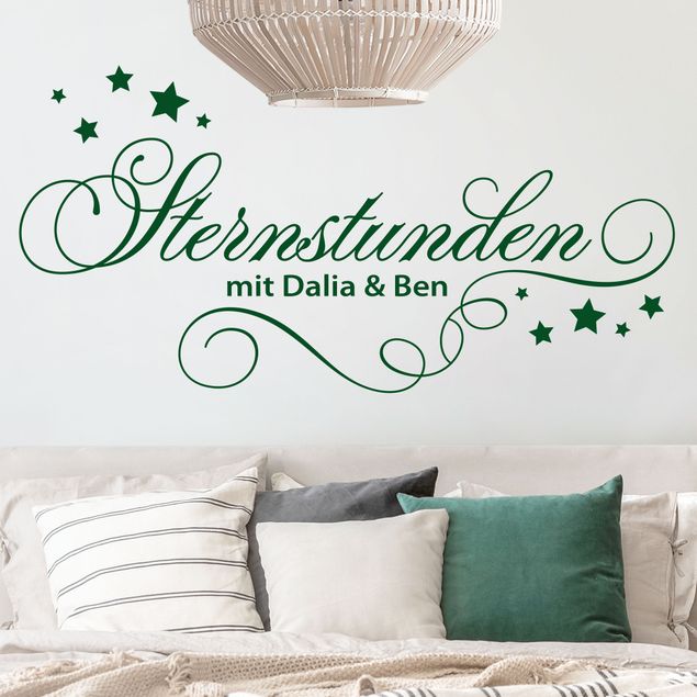 Wanddeko Schlafzimmer Wunschtext-Sternstunden mit Sternen