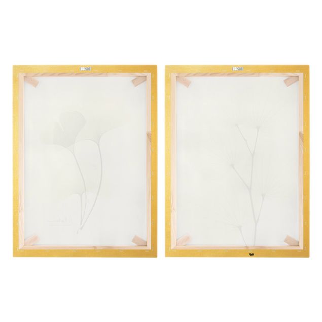Wanddeko über Sofa X-Ray - Orchideenbaumblätter & Ginko
