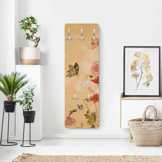 Wanddeko Büro Yuanyu Ma - Mohnblumen und Schmetterlinge