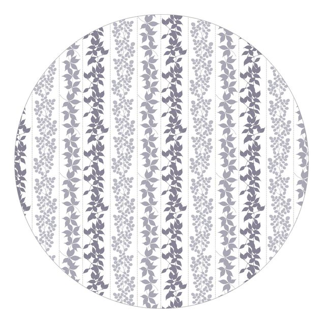 Wanddeko grau Zarte Blatt Silhouetten mit Streifen