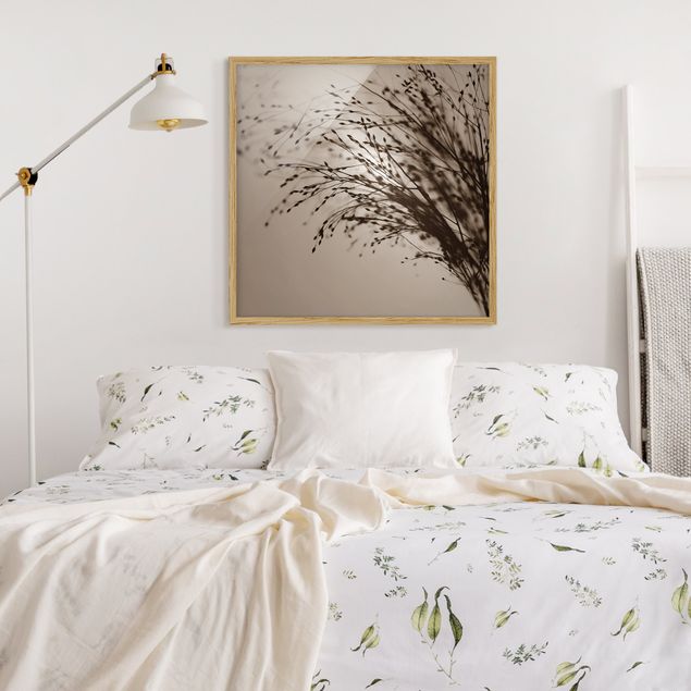 Wanddeko Schlafzimmer Zarte Gräser im Morgennebel