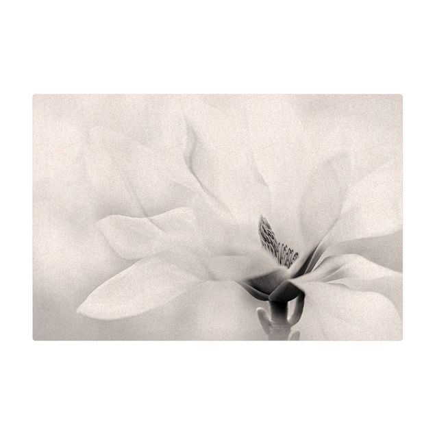 Wanddeko Praxis Zarte Magnolienblüte Schwarz-Weiß