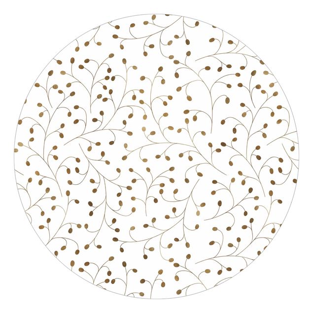 Wanddeko Flur Zarte Zweige Muster mit Punkten in Gold