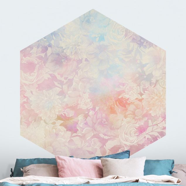 Wanddeko Schlafzimmer Zarter Blütentraum in Pastell