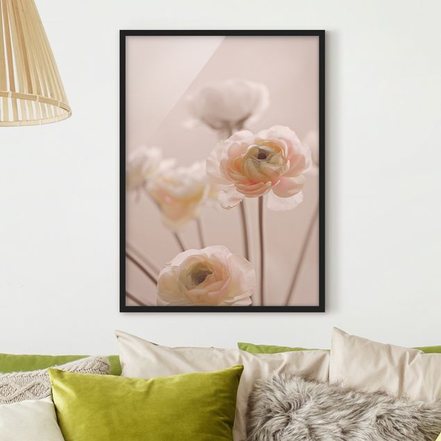 Wanddeko Wohnzimmer Zarter Strauch an Rosa Blüten