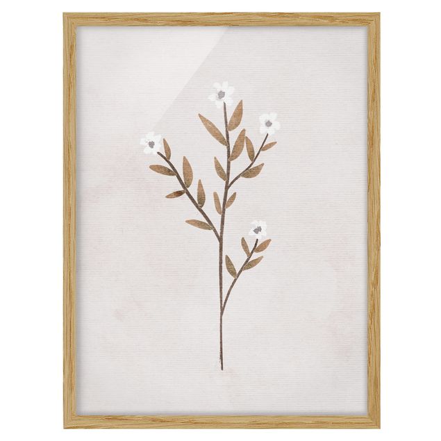 Wanddeko Büro Zarter Zweig mit weißen Blüten