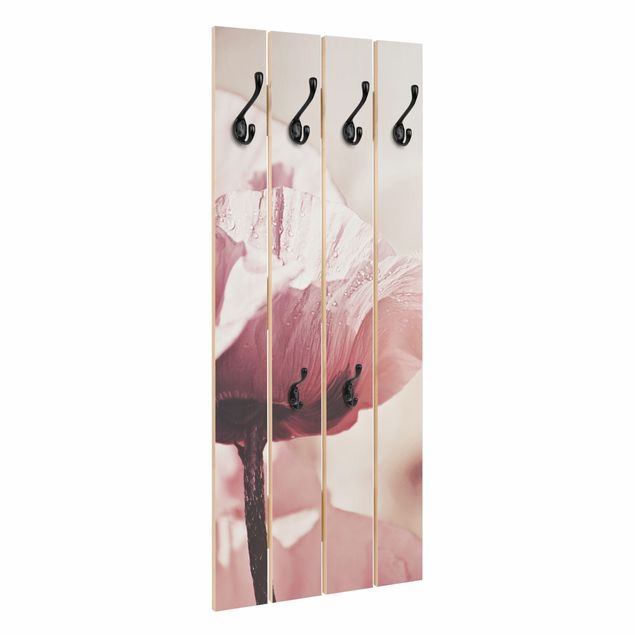 Wanddeko Fotografie Zartrosane Mohnblüte mit Wassertropfen