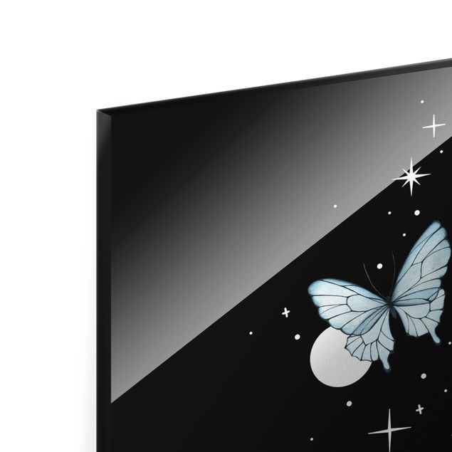Wanddeko Illustration Zaubernde Hand - Schmetterlinge und Planeten
