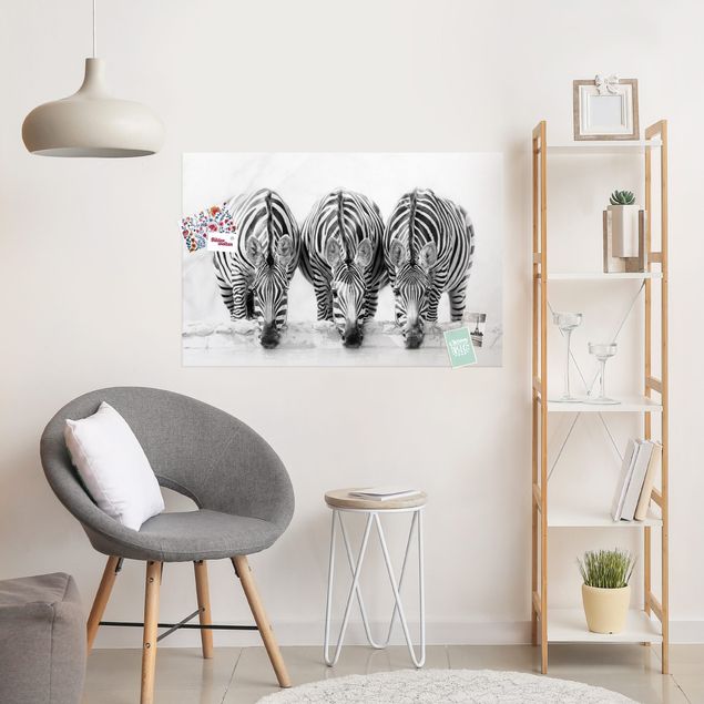 Wanddeko Schlafzimmer Zebra Trio schwarz-weiß