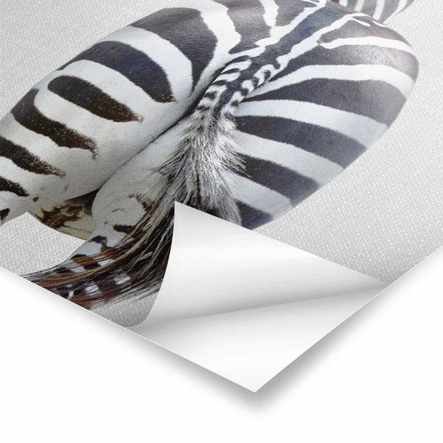 Wanddeko schwarz-weiß Zebra von hinten