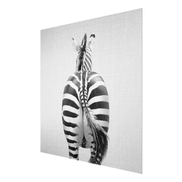 Wanddeko über Bett Zebra von hinten Schwarz Weiß