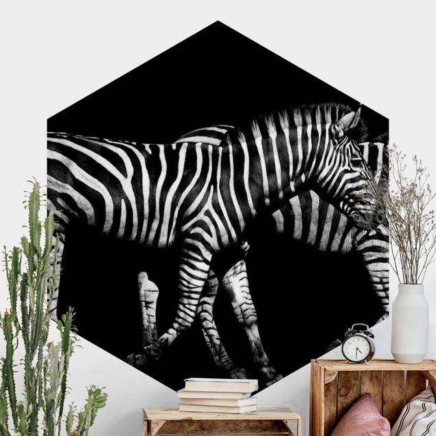 Wanddeko Schlafzimmer Zebra vor Schwarz
