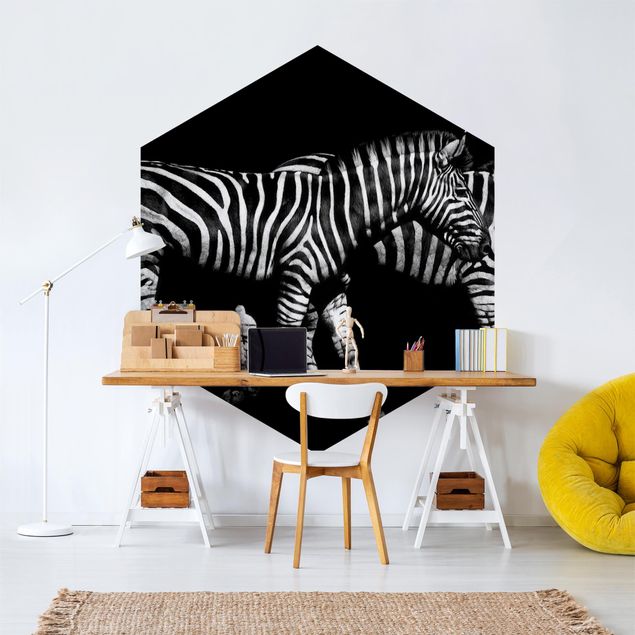 Wanddeko Büro Zebra vor Schwarz