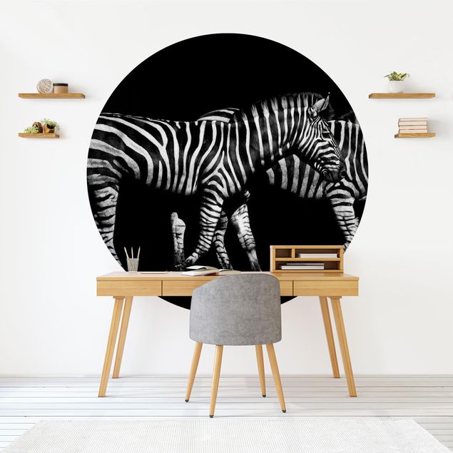 Wanddeko Wohnzimmer Zebra vor Schwarz