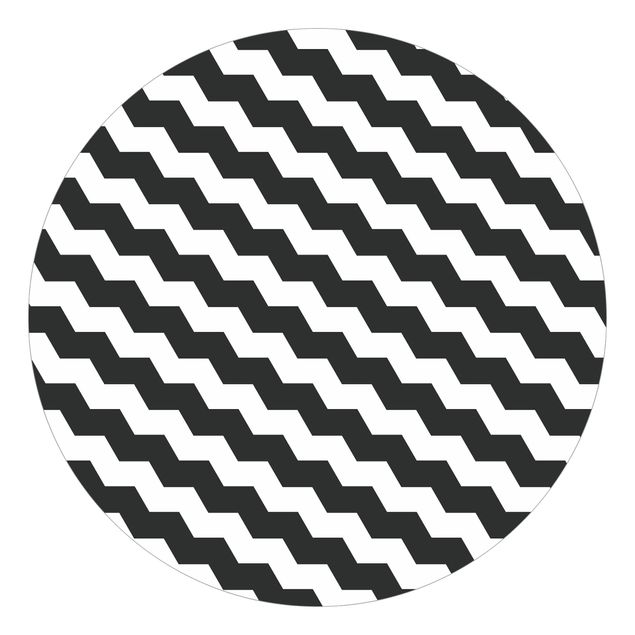 Wanddeko Flur Zick Zack Geometrie Muster Schwarz-Weiß