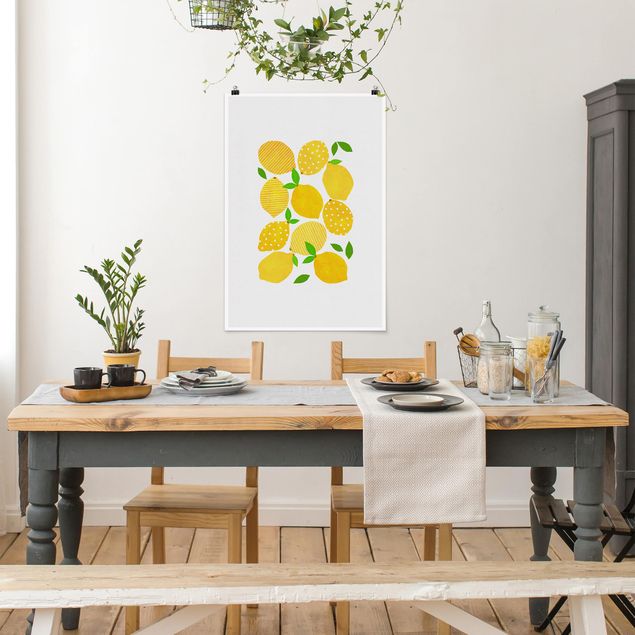 Wanddeko gelb Zitronen mit Punkten