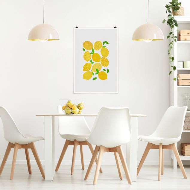 Wanddeko Esszimmer Zitronen mit Punkten