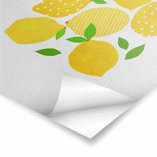 Wohndeko Illustration Zitronen mit Punkten