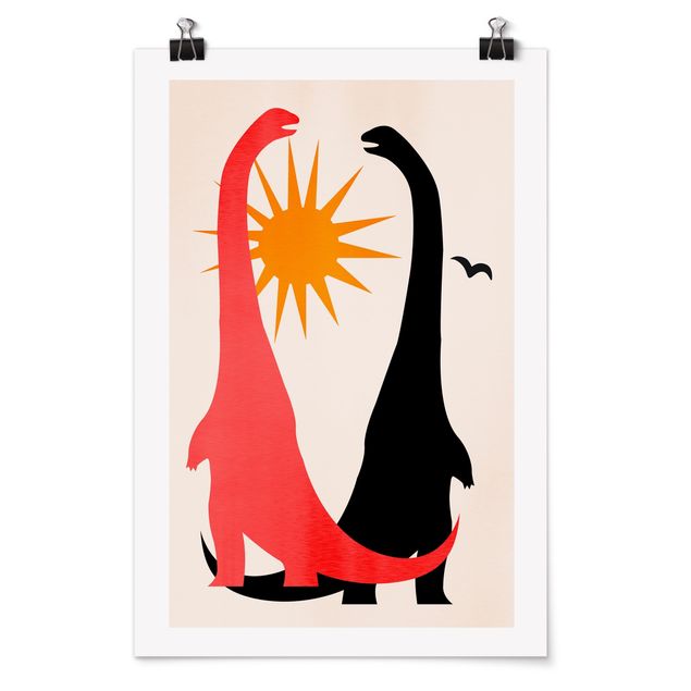 Wanddeko Jungenzimmer Zwei Dinosaurier im Sonnenschein