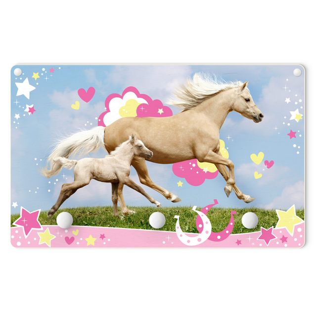 Wanddeko Illustration Zwei galoppierende Pferde mit Sternen