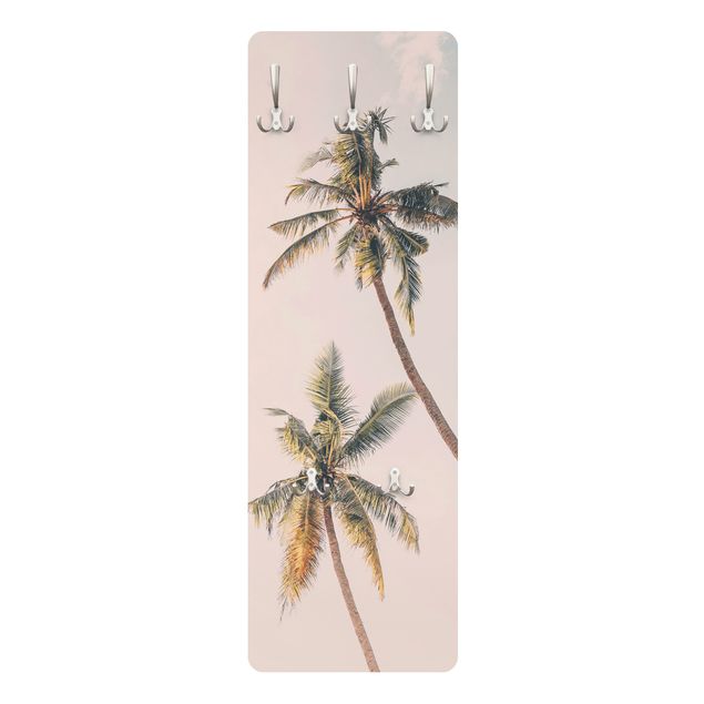 Wanddeko pastell Zwei Palmen vor rosanem Himmel
