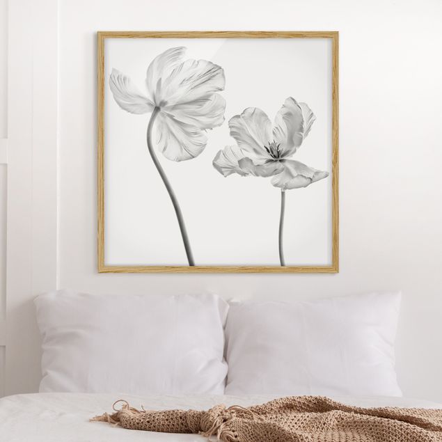 Wanddeko Wohnzimmer Zwei zarte weiße Tulpen